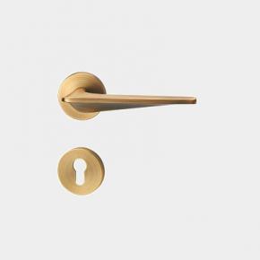 Z1-605  Hot Sale Modern Zinc Alloy Door Lever Handles on Round Rosette in Antique Brass