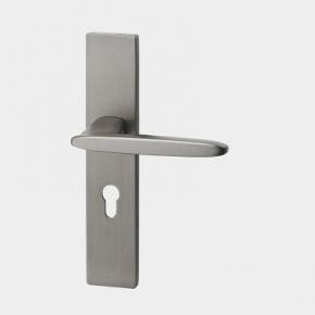 Z501-622 Door Lever on Rectangle Backplate for interior door for hotel in Grey Brushed